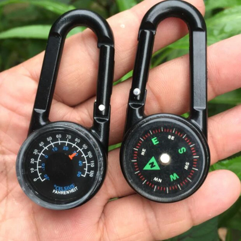 

Mini compass thermometer with keychain, suitable for outdoor camping hiking hunting backpack decoration portable compass