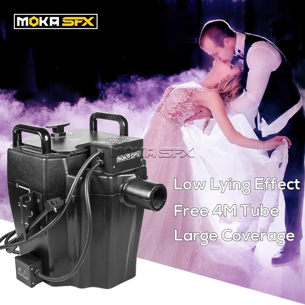 Professional Stage Effects 3500W Dry Ice Machine With Smoke Nozzle Hose and Movable Cart Low Ground Fog Machine For Wedding