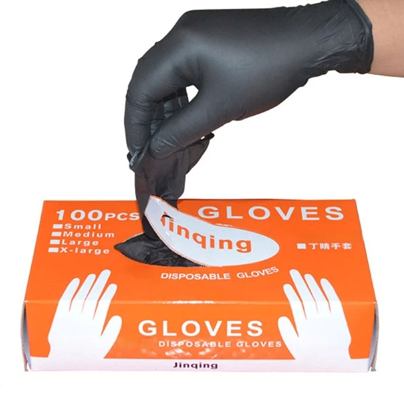 

100Pcs/box Composite Mixed Nitrile Vinyl Disposable Gloves Latex-free Powder-free Household Hand Cover Work Black Glove for Home