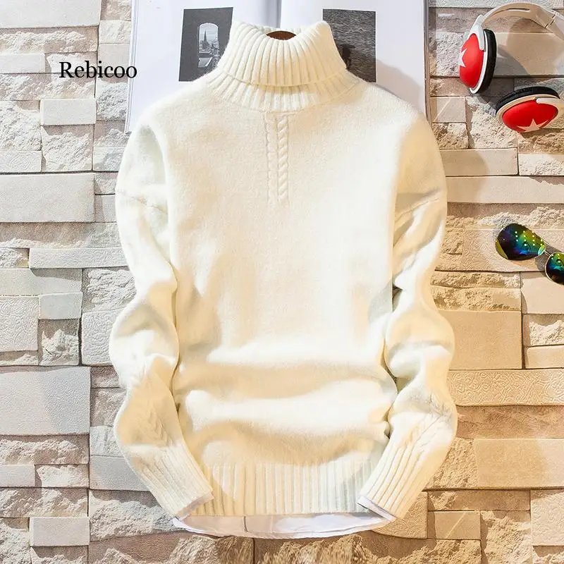 Cashmere Pullover Men New Fashion Turtleneck Thick Warm Sweater Autumn Winter Mens Sweaters Casual Men's Knitted | Мужская одежда
