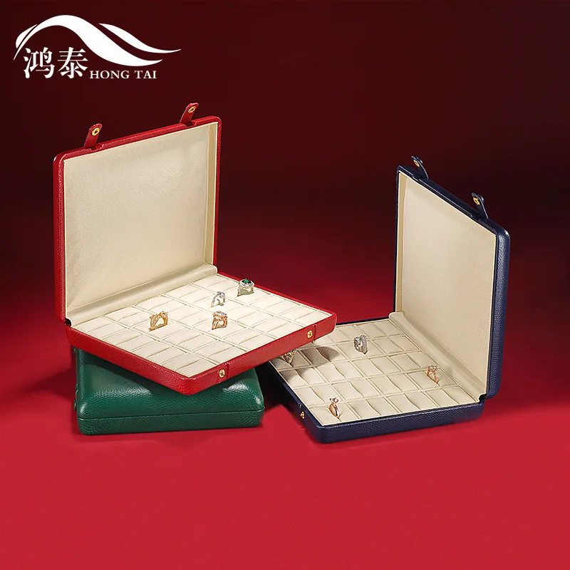 Jewelry storage leather box pendant ring clamshell double-breasted box jewelry display box can be customized