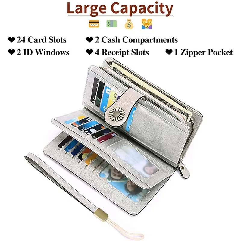 SENDEFN Fashion Women Wallets Long Zipper Large Capacity Clutch Purse Split Leather Female Wallet