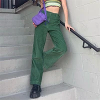 korean y2k green harajuku pants women streetwear straight denim 90s techwear japanese cargo jeans hippie corduroy trousers