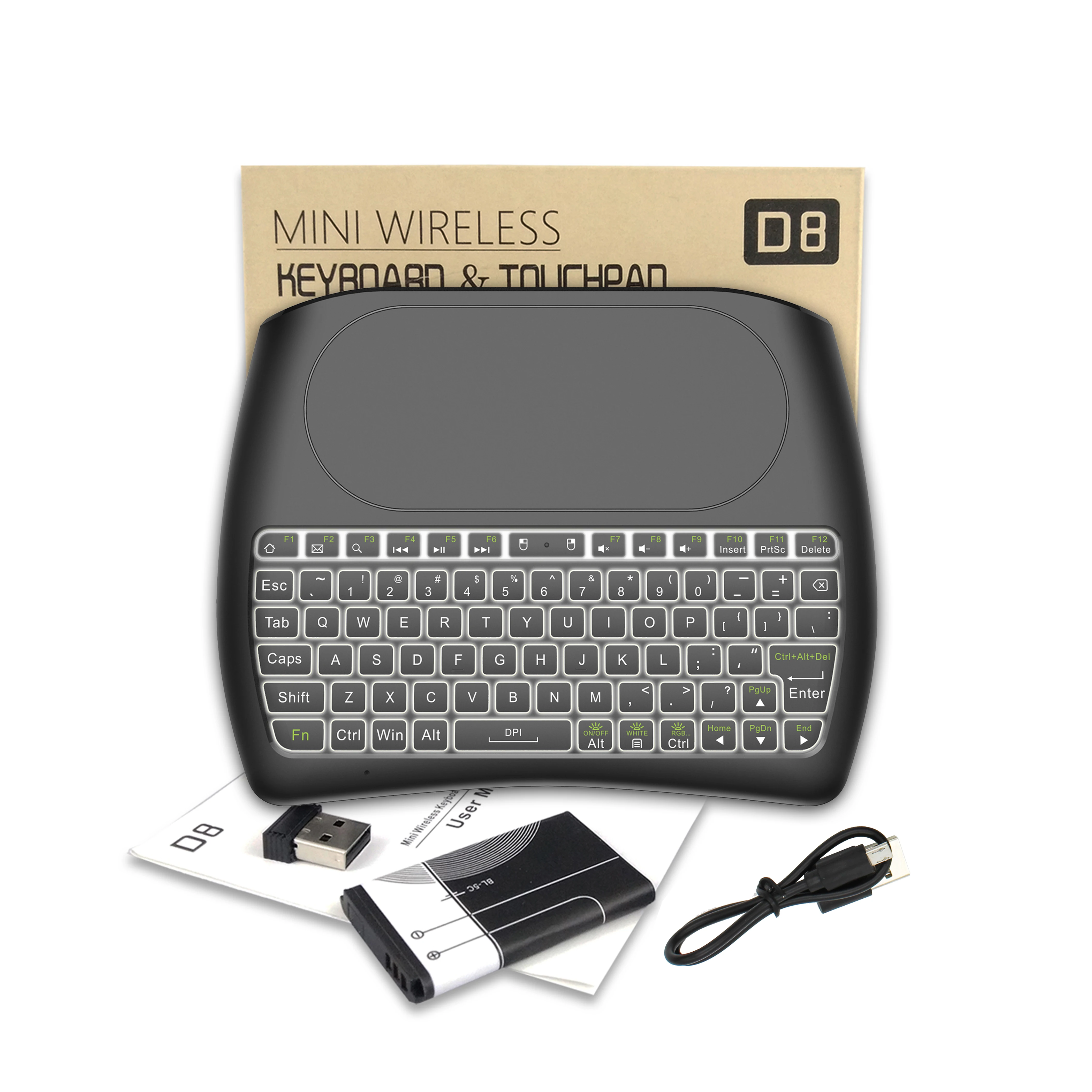 MRSVI Подсветка D8 Pro на английском языке 2 4 ГГц Беспроводной мини клавиатура Air Мышь