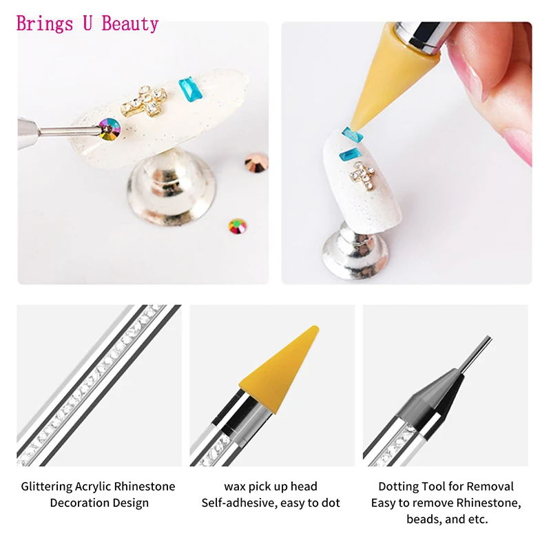 Двусторонняя ручка карандаш для нанесения воска и страз аппликатор с акриловой