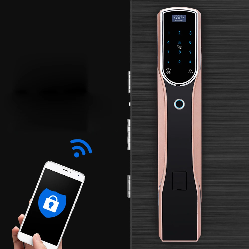 YUEWO Black Automatic fingerprint lock smart automatic switch door home indoor villa electronic password | Обустройство дома