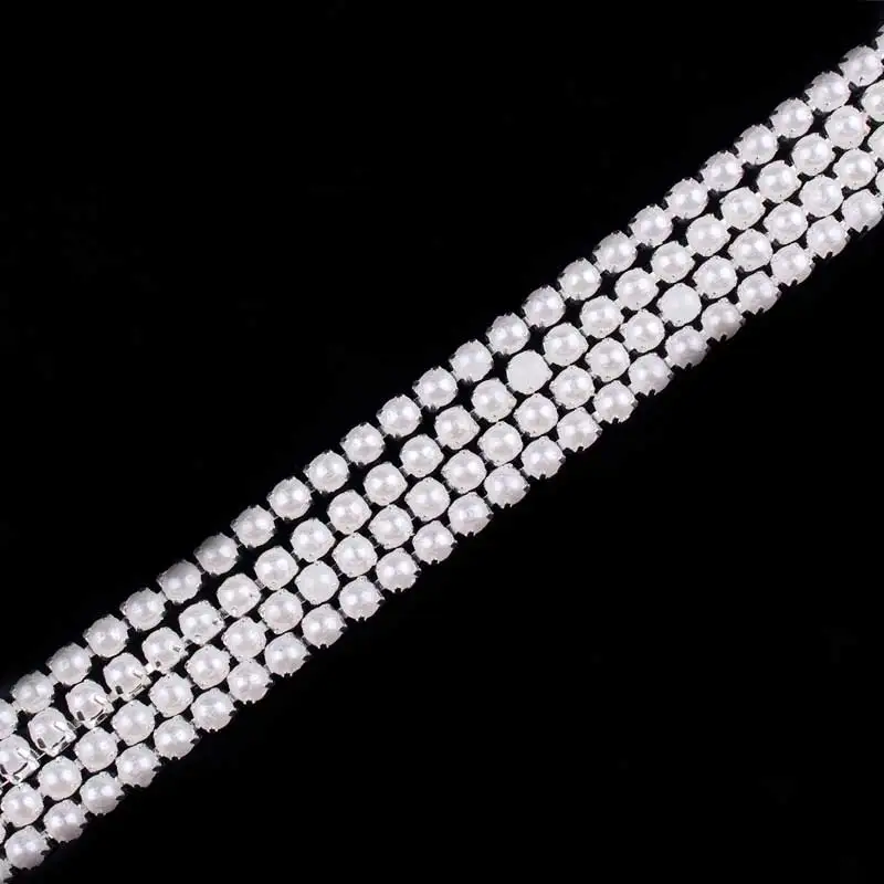 Праджня DIY стразы кристаллы s цепь лента жемчуг серебро/Золотые Сшиты для одежды