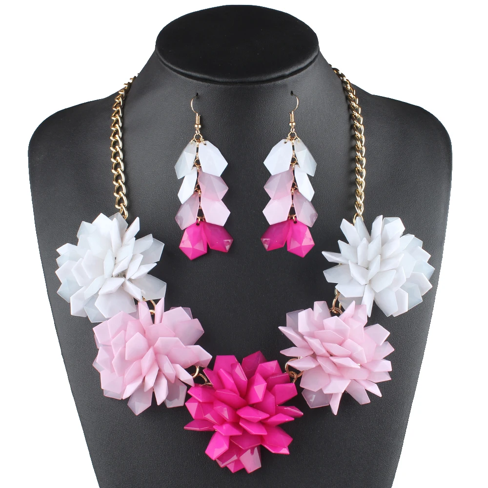 Ожерелье и серьги с пятью цветами 5 цветов|necklace and earrings|fashion jewelry setjewelry sets |