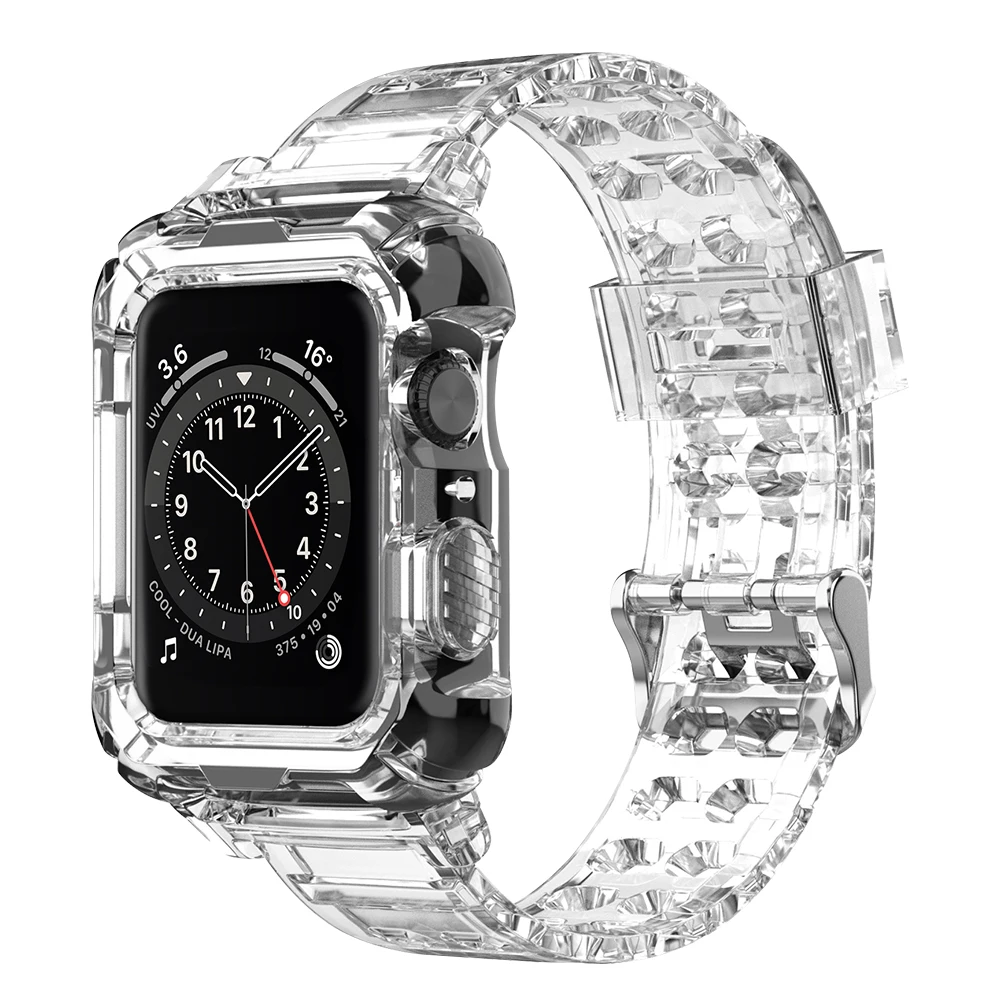 

Силиконовый ремешок для Apple Watch Band Series 6 SE 5 4 3, прозрачный браслет для Iwatch 38 мм 40 мм, аксессуары для часов 42 мм 44 мм
