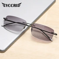 anti blue light super elastic vintage reading glasses for men women square frameless distance and near presbyopia glasses