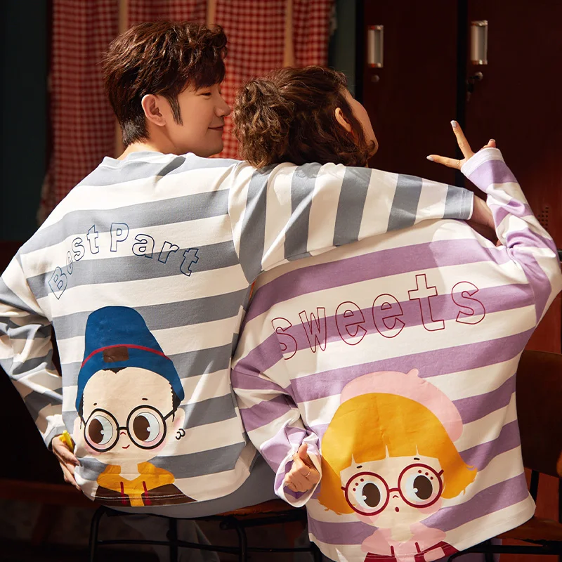 Новинка осенне-зимние пижамные комплекты из чистого хлопка для пар брюки