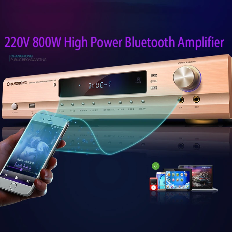KYYSLB 800W 220V 5 1 Bluetooth усилитель профессиональный высокая Мощность HD ARC Домашнее аудио