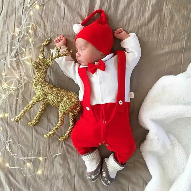 Одежда для новорожденных мальчиков Осенние Комбинезоны маленьких красный