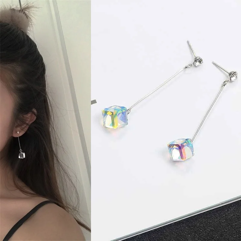 Модные квадратные серьги-подвески с кристаллами и кисточками для женщин девушек