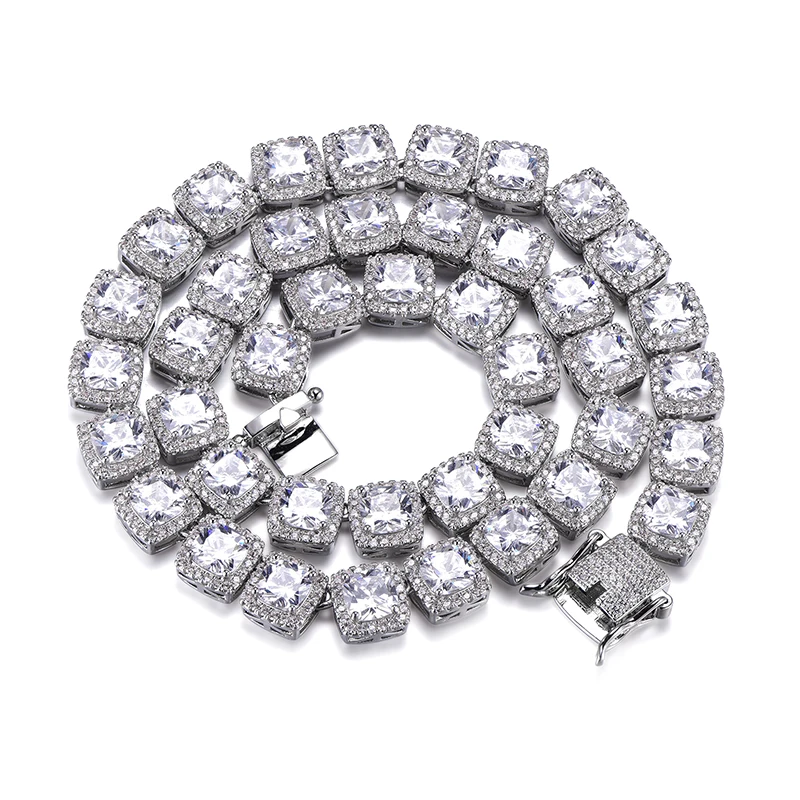Хип Хоп 10 мм Bling Square AAA CZ кубический цирконий Iced Out браслет ожерелье из камней