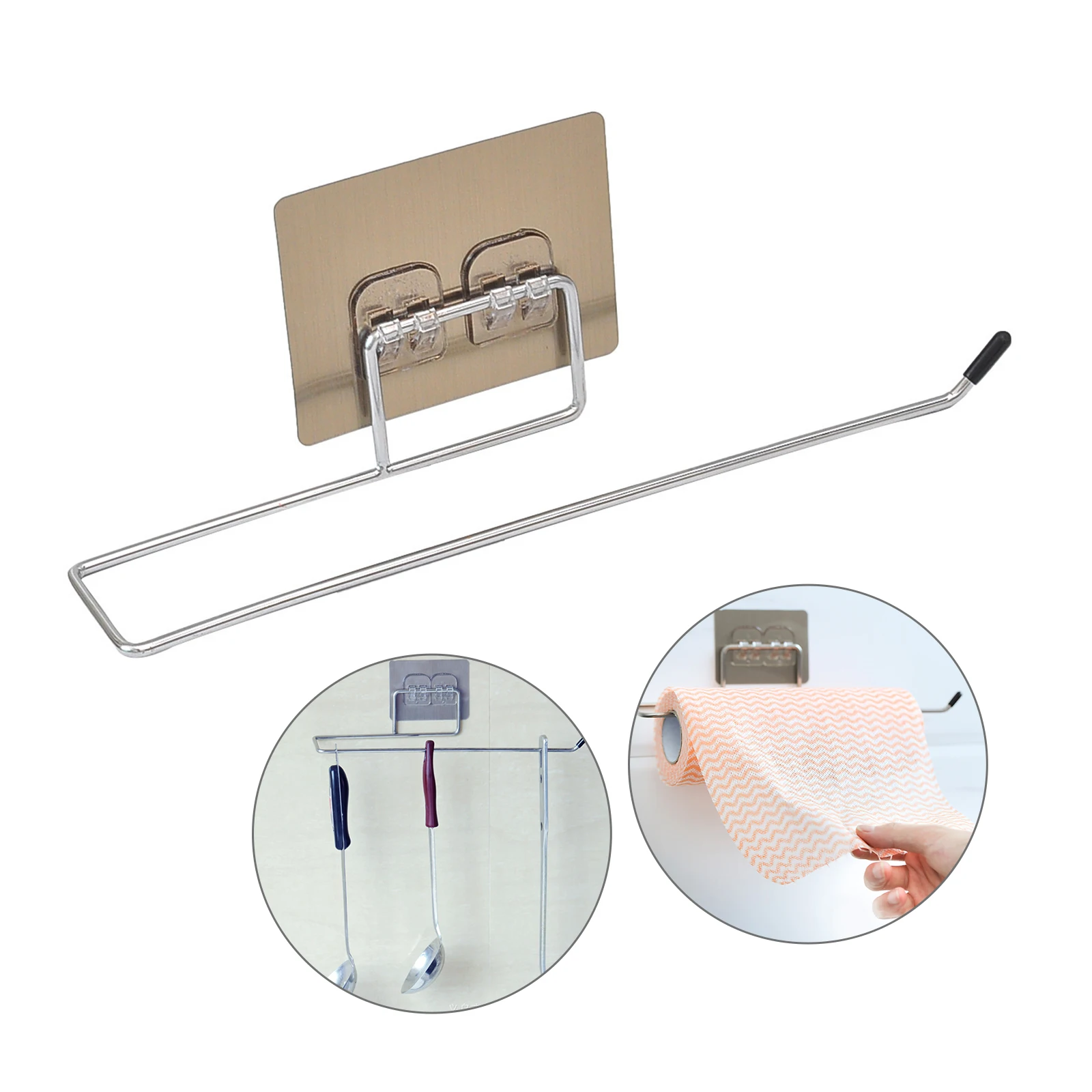 

Wall Mount Bathroom Shelf Roll Paper Holder Stainless Steel Wall Hook â€‹Kitchen Towel Rack Tissue Holder Bathroom Suction Hanger