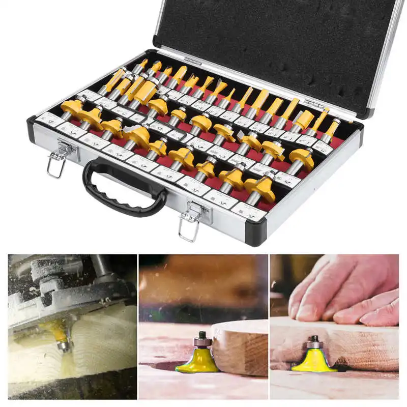 

WALFRONT 35Pcs Milling Cutter Sets Woodworking Router Bits 1/2in Shank Trimming Tool Wood Milling Engraving Cutter Machinery