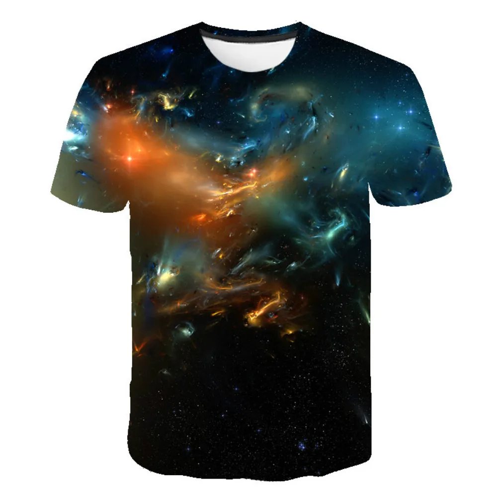 

Camiseta de manga corta con estampado 3D para hombres y mujeres Cool Trend Casual Top 2021Mystery Galaxy Print camiseta Harajuku