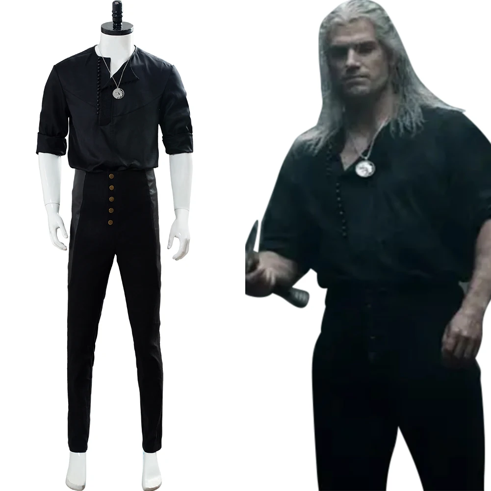 Geralt of Rivia Cosplay Costume Outfit Casual Wear Clothes Uniform Halloween Carnival Costume
