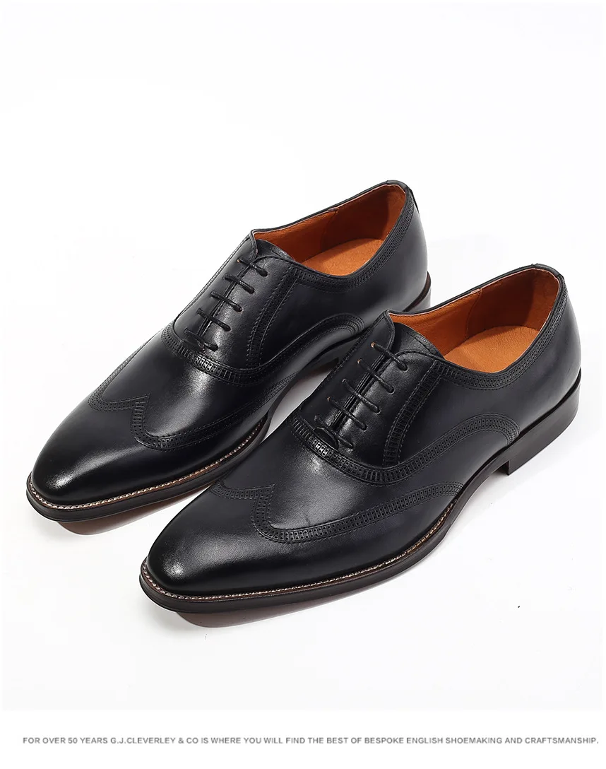 Мужские кожаные туфли деловые модельные в классическом стиле на шнуровке с