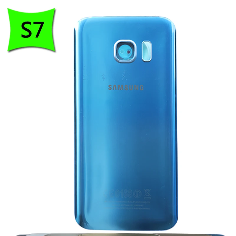 Чехол для аккумулятора S7 для samsung Galaxy S7 G930F/S7 edge G935F задняя крышка Задняя стеклянная дверная панель Корпус чехол - Цвет: S7 Blue with Lens