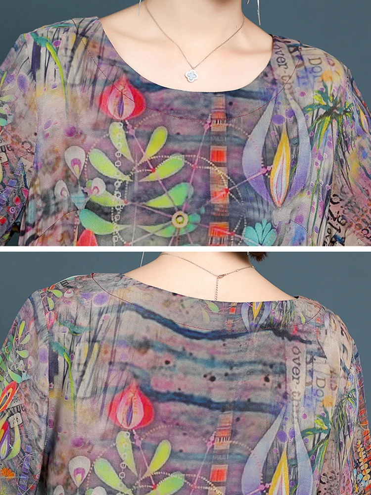 Женское платье с принтом свободного размера плюс Повседневное круглым вырезом и