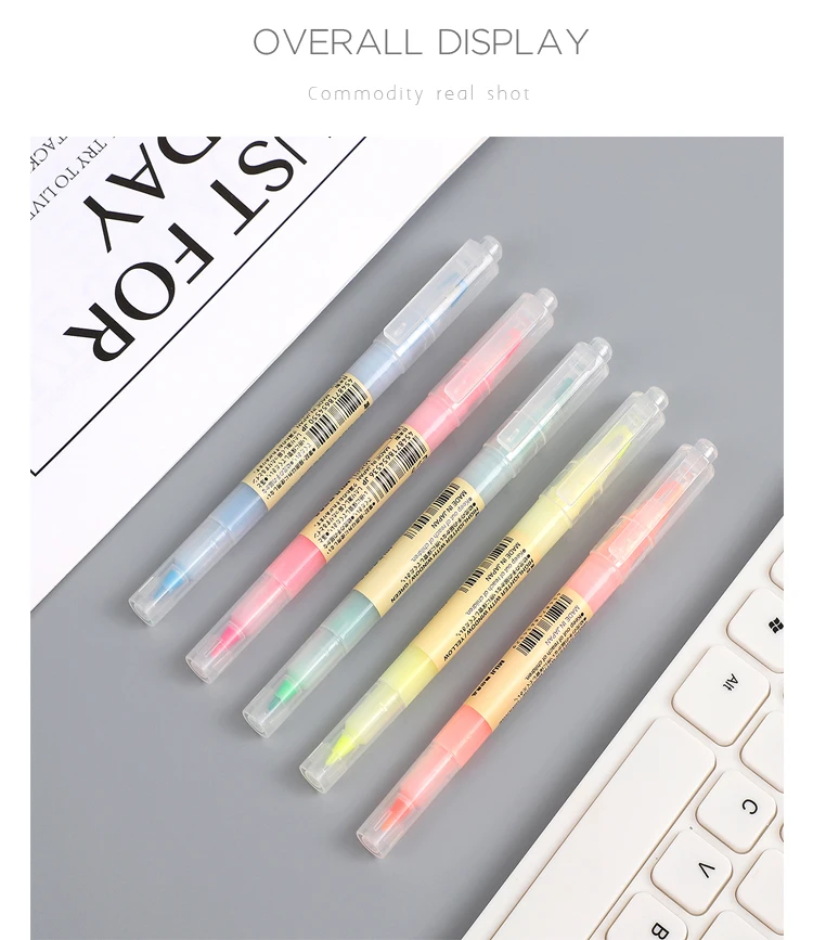 1 шт., MUJI, двойная головка, кристалл, перспективное окно, двойной цвет, яркие цвета, хайлайтеры, рекламные маркеры, Подарочные канцелярские товары