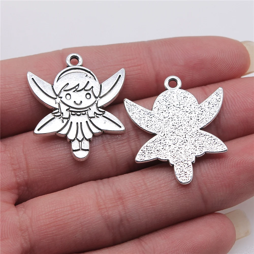 WYSIWYG 3 шт./лот Подвески Elf Little Girl Diy Ювелирные изделия античное серебро цвет 25x28 мм