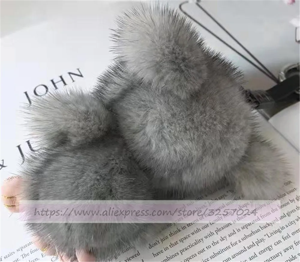 Gray Magicfur-настоящий норковый мех Милая Свинья мышь очаровательный брелок на сумку дети игрушка на кольцо для ключей подвеска брелок аксессуары - Цвет: Gray