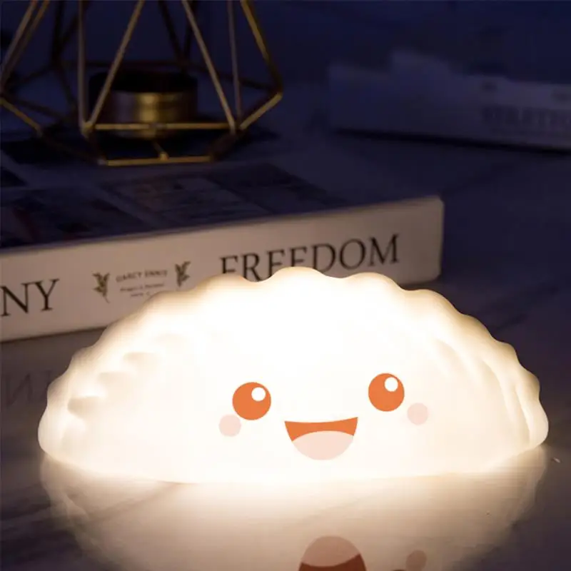 

2022 Creative Gift Dumplings LED Cartoon Night Light Bedroom Home Bedside Sleep Feeding Silicone Light New Strange Birthday Gift