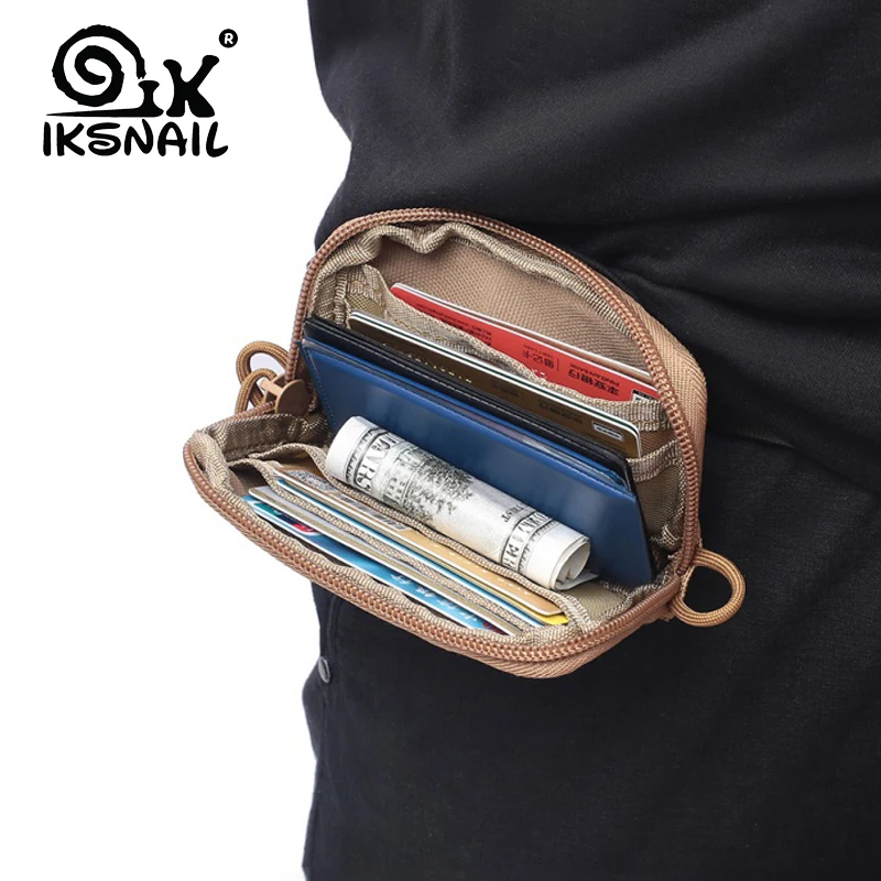 IKSNAIL Водонепроницаемый EDC чехол Портативный Тактический кошелек дорожный набор монета с картонной подложке Молнии Поясная Сумка для кемпинга Пеший Туризм