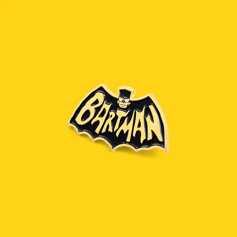Эмалированные булавки Bartman в виде милых животных черный значок форме летучей