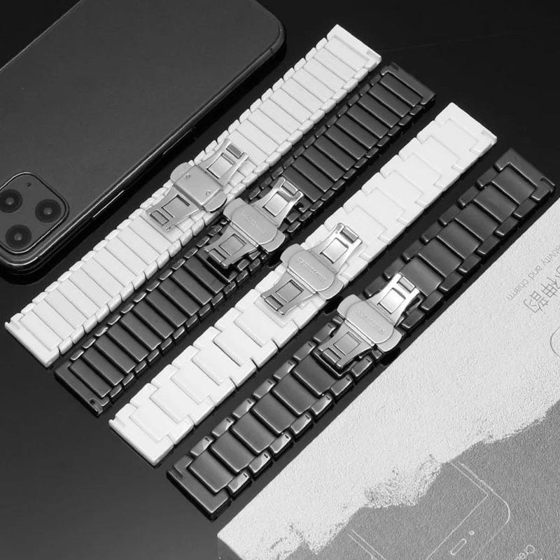 Ceramic Watch band For Huawei Watch GT 2 Strap quick release bar watchband 16mm 18mm 20mm 22mm watch bracelet white black color