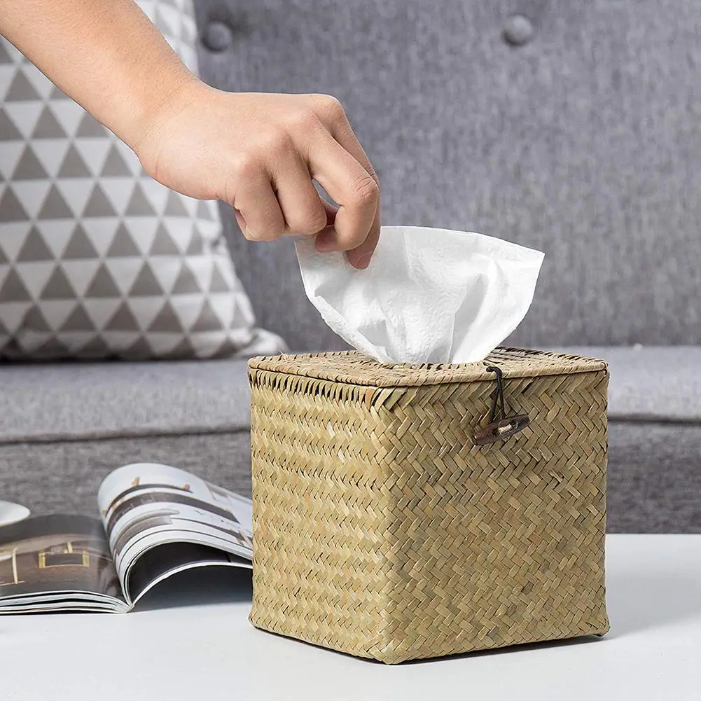 Высококачественная квадратная коробка для салфеток покрытие водорослей ручные