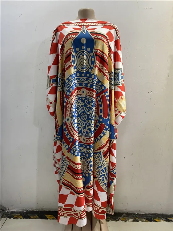 (4 цвета) 2020 Новинка Африканский Шелковый принт летучая мышь рукав свободный