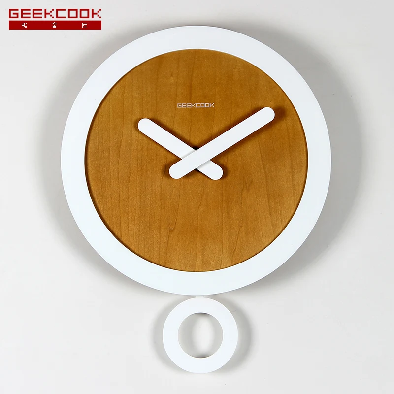 

Modern Creative Wall Clock Nordic Wooden Pendulum Clock Wall Mute 3D Living Room Gift Ideas Modern Design Home Decor DD55WC