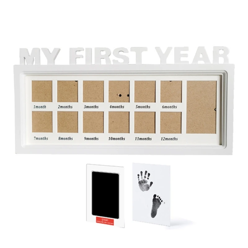 

Creative DIY 0-12 Month Baby Wall Hanging Pictures Display Stand Souvenirs Keepsake Handprint Footprint Photo Frame