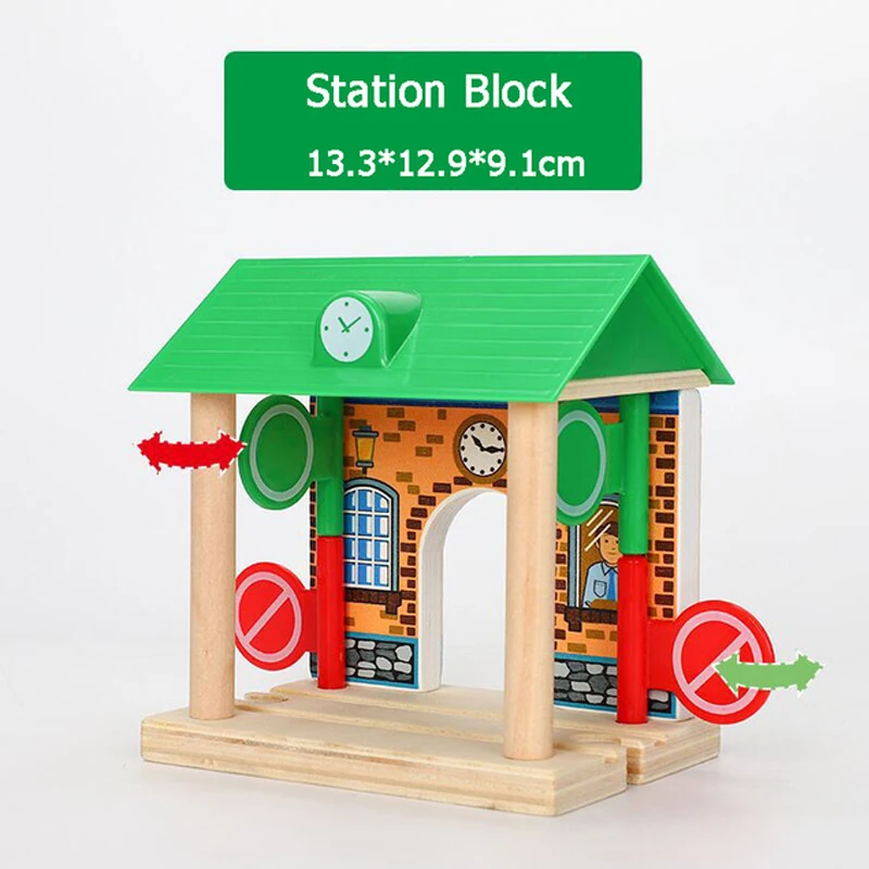 Wooden Railway Track Accessories Gas Station Train Cross Road Block Fit For Thomas Toys Children Gifts | Игрушки и хобби