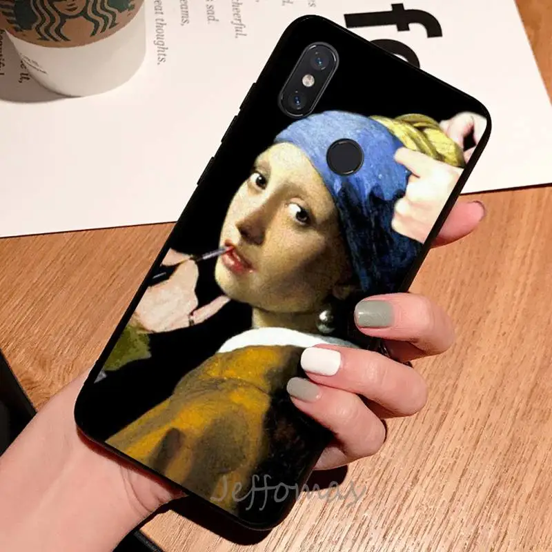 

Girl With A Pearl Earring Vermeer Phone Case For Xiaomi Redmi note 7 8 9 t max3 s 10 pro lite luxury design shell cover