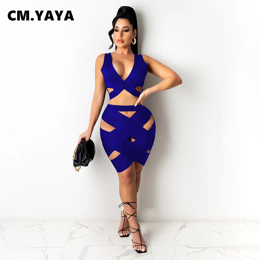 Соблазнительный женский костюм CM.YAYA для клувечерние с вырезами укороченный топ и