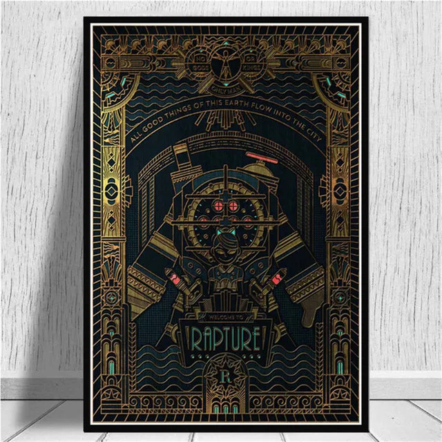 

Cartoon Abstract Prints Rapture Video Game Role Retro Poster Kids Gift Wall Art Picture Canvas Painting For Room Home Decor