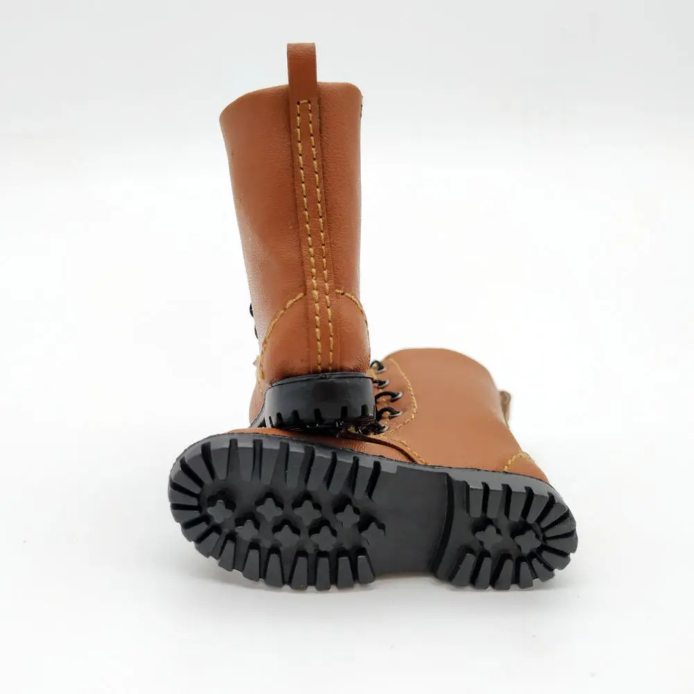 Коричневый 1:6 обувь в масштабе модель ручной работы кожаные ботинки стиле