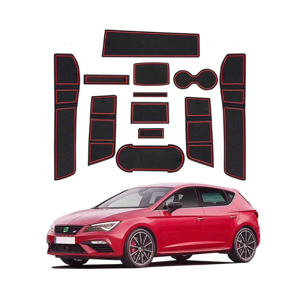 Tapete do Sulco da Porta do Carro para Leon Anti-deslizamento à Prova de Poeira Ruiya Cupra Porta Entalhe Pads Acessórios Interiores Automóvel Vermelho 5f 2021