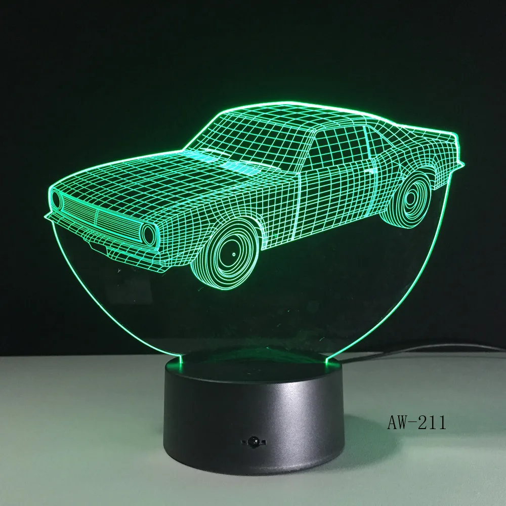 

Car Model LED 3D Lamp Usb Illusion Colorful Desk Table Lamp Children Bedroom Night Light Home Atmosphere Lamp Drop Shipp AW-211