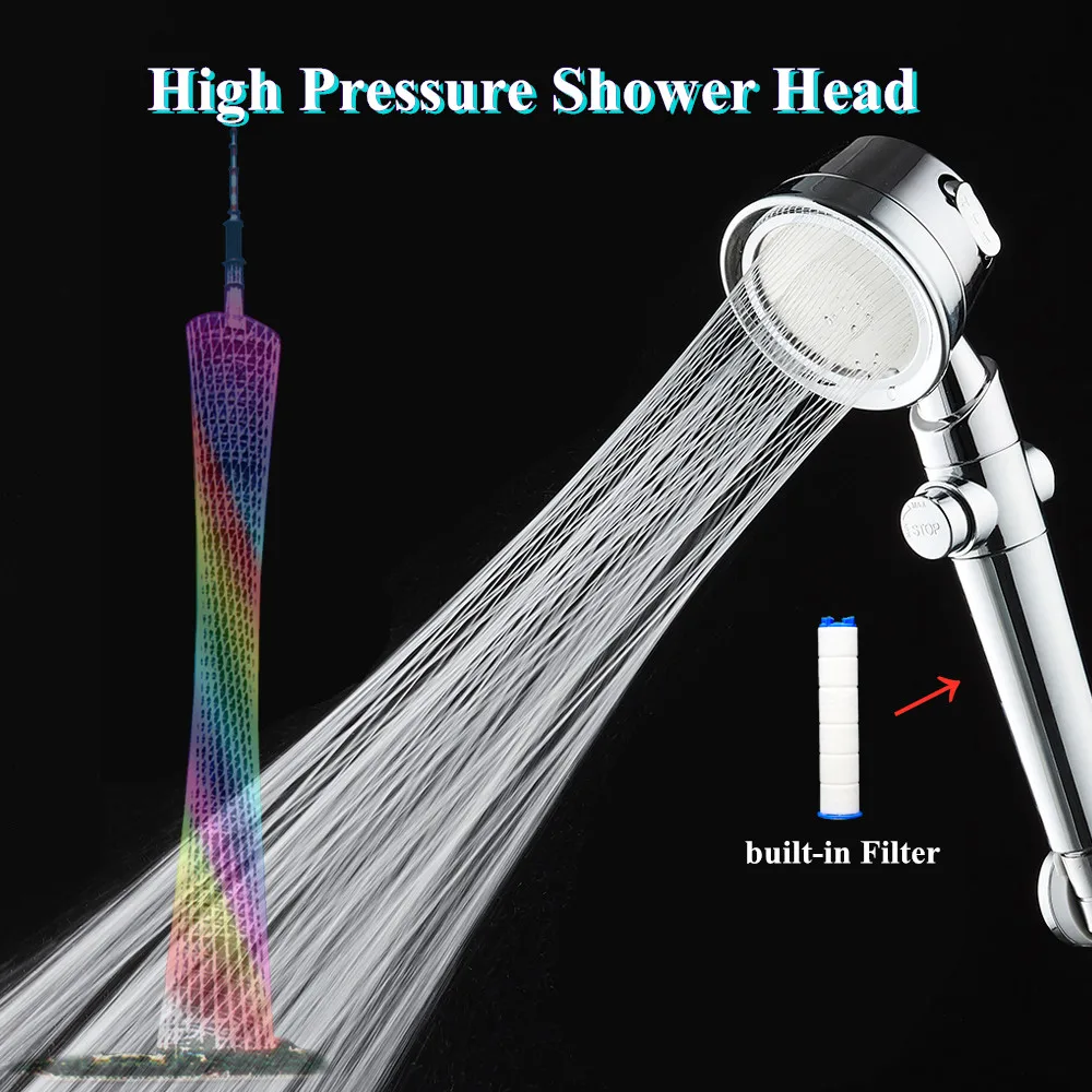 

Водосберегающая насадка для душа, 3 режима, высокое давление, тонкая талия, регулируемый душевой набор