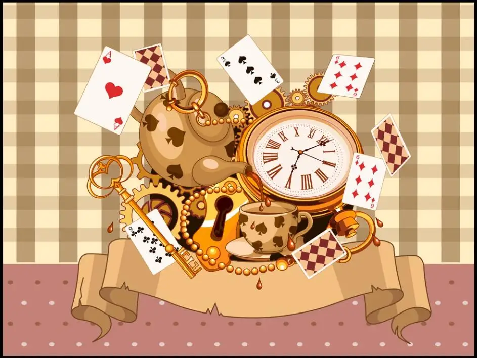 3D обои на заказ фотообои стену американская иллюстрация покерная карта часы