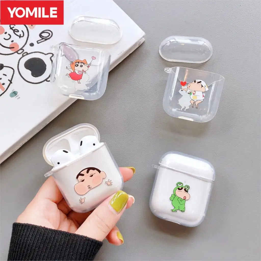 Японский милый мультяшный прозрачный чехол карандаш Shinchan для Apple AirPods 2 мягкий