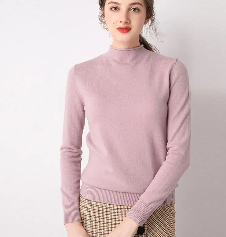 light pink Осень Зима Новые свитера женские шерсть Вязание пуловеры 9 цветов мягкие высококачественные женские джемперы - Цвет: light pink