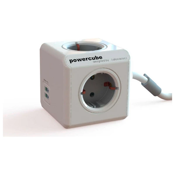 Cube multiplug Allocacoc Power USB Grey|Сетевые шнуры и удлинители| |
