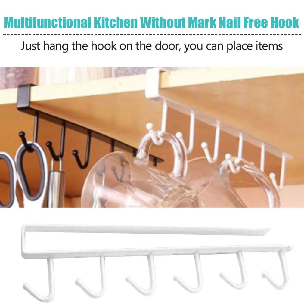 Железный Держатель для чашек с 6 крючками подвесная вешалка ванной комнаты